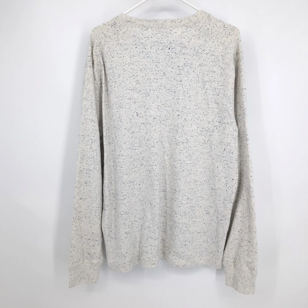 J Crew Henley Shirt Cream Blue Speckled Long Sleeve Mens XL